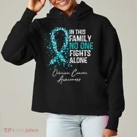 In This Family No One Fights Alone Ovarian Cancer Ladies Heavyweight Boxy Pullover Hoodie thumb 0