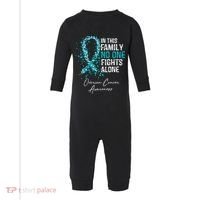 In This Family No One Fights Alone Ovarian Cancer Infant Fleece One Piece thumb 0