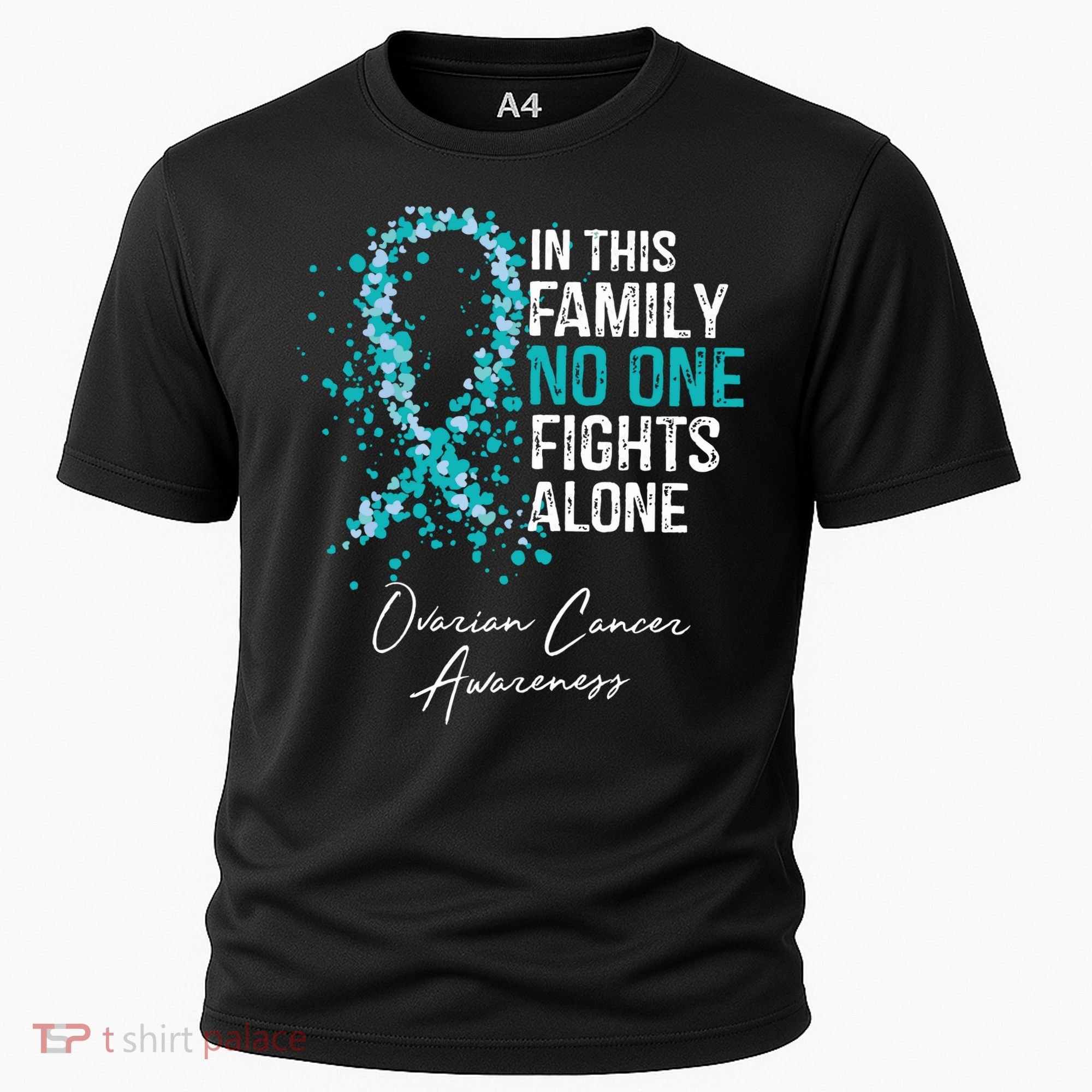 In This Family No One Fights Alone Ovarian Cancer Cooling Performance Crew T-Shirt