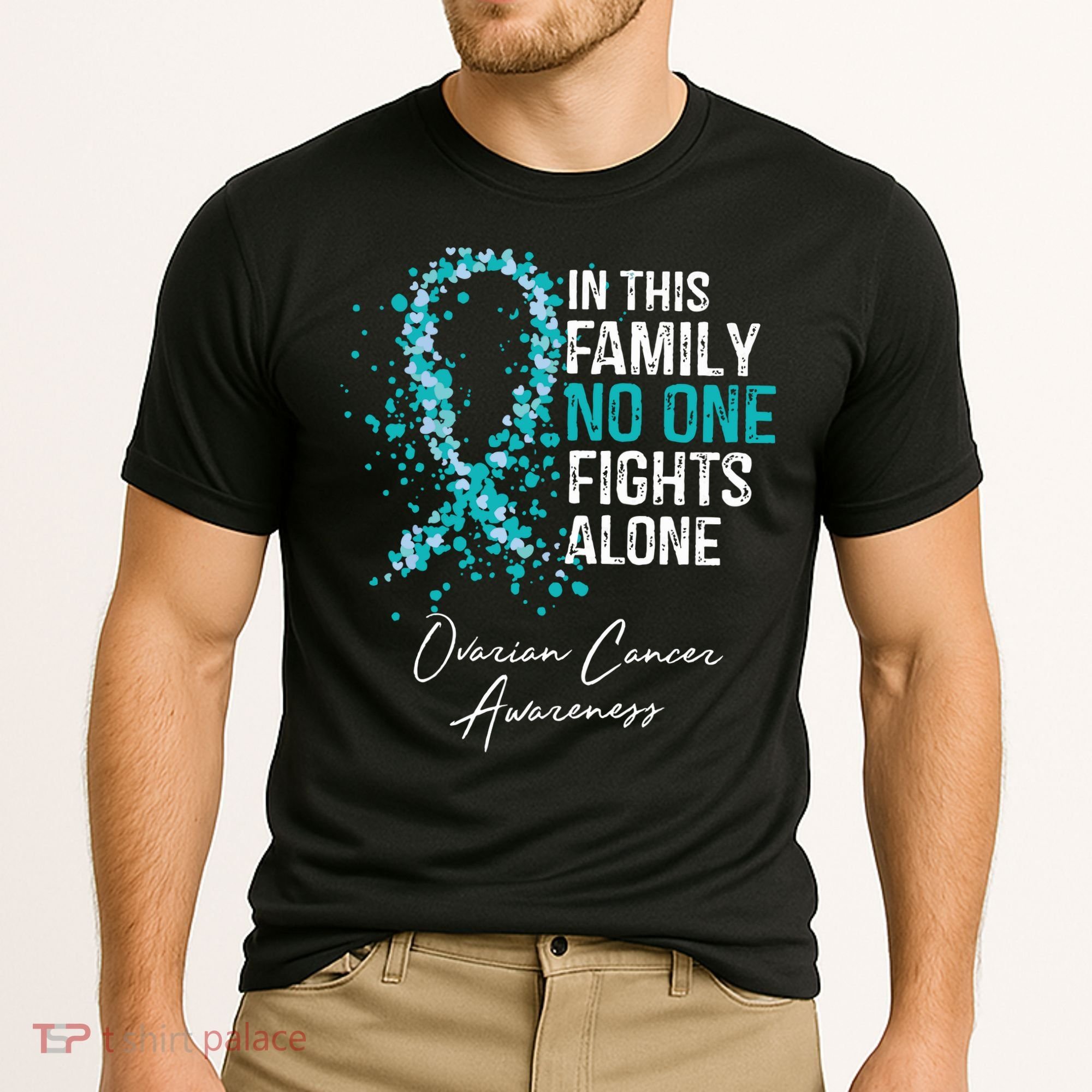 In This Family No One Fights Alone Ovarian Cancer Cooling Performance Crew T-Shirt