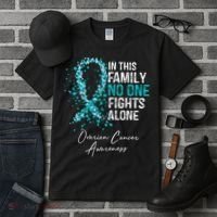 In This Family No One Fights Alone Ovarian Cancer Tall T-Shirt thumb 3