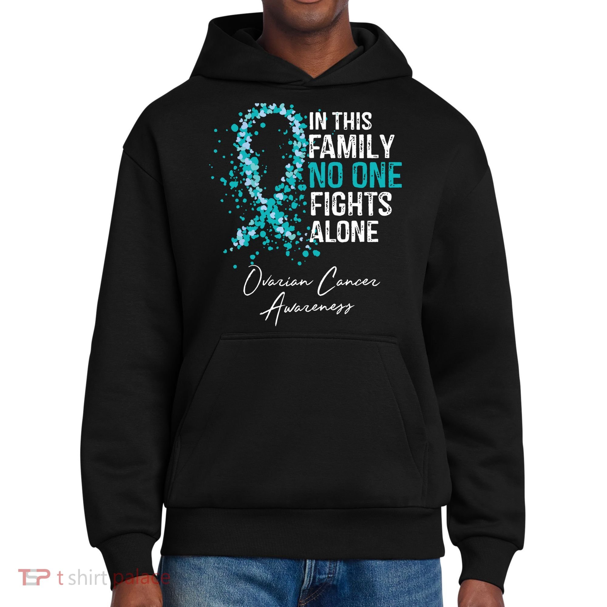 In This Family No One Fights Alone Ovarian Cancer District V.I.T. Heavyweight Hoodie
