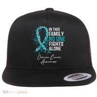 In This Family No One Fights Alone Ovarian Cancer Flat Bill Trucker Hat thumb 0