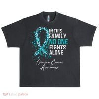 In This Family No One Fights Alone Ovarian Cancer Urban Oversized Heavyweight T-Shirt thumb 0