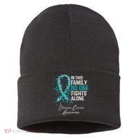In This Family No One Fights Alone Ovarian Cancer Sustainable Knit Beanie thumb 0