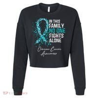 In This Family No One Fights Alone Ovarian Cancer Cropped Pullover Crew thumb 0