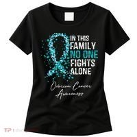 In This Family No One Fights Alone Ovarian Cancer Women's T-Shirt thumb 0