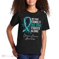In This Family No One Fights Alone Ovarian Cancer Kids T-Shirt thumb 2