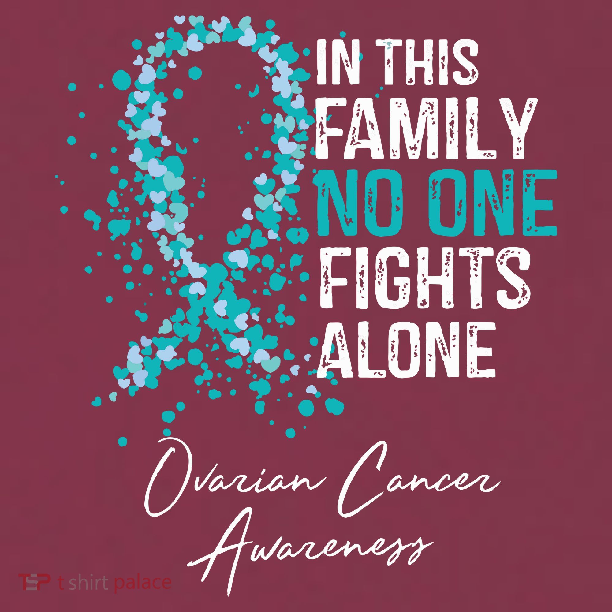 In This Family No One Fights Alone Ovarian Cancer 16oz Travel Tumbler
