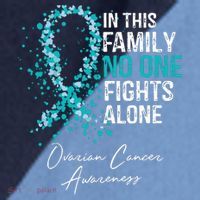 In This Family No One Fights Alone Ovarian Cancer Raglan Baseball Sleeve Shirt thumb 2