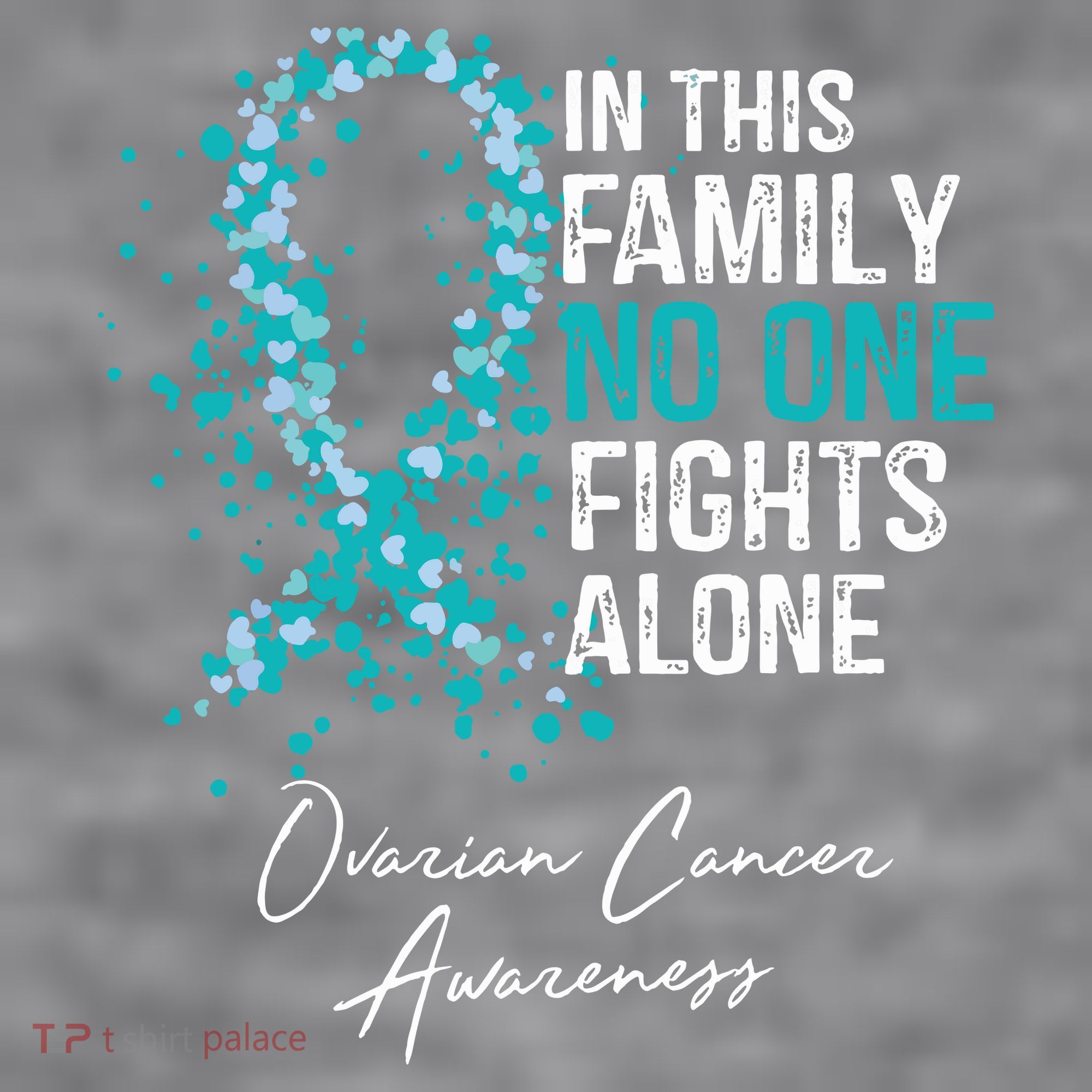 In This Family No One Fights Alone Ovarian Cancer Women's Racerback Cropped Tank