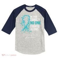 In This Family No One Fights Alone Ovarian Cancer Kids Colorblock Raglan Jersey thumb 0