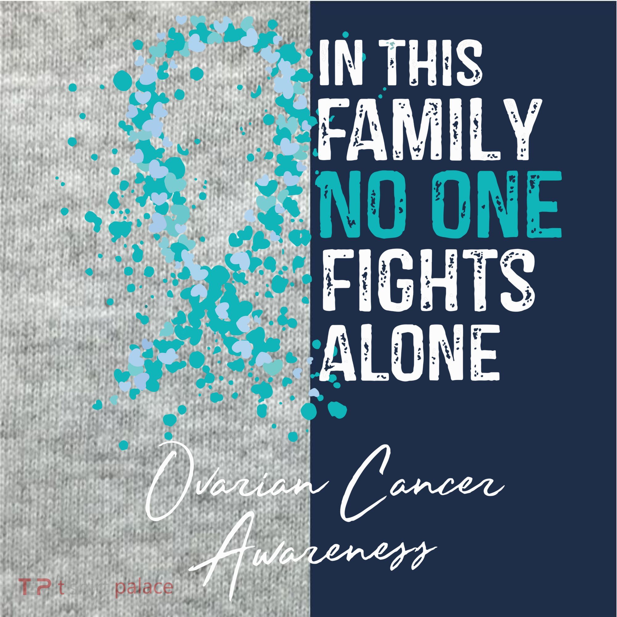 In This Family No One Fights Alone Ovarian Cancer Kids Colorblock Raglan Jersey