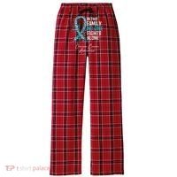 In This Family No One Fights Alone Ovarian Cancer Women's Flannel Plaid Pajama Pants thumb 0
