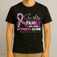In This Family No One Fight Alone Breast Cancer Awareness T-Shirt thumb 3