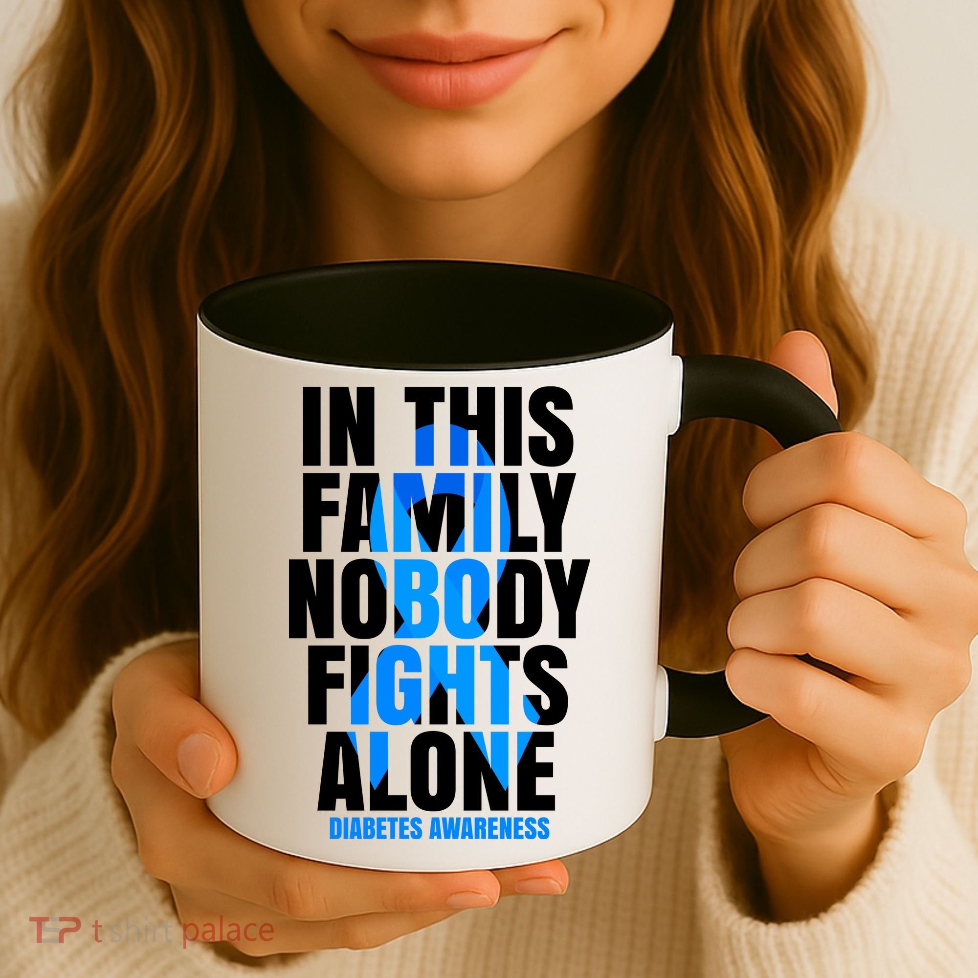 In This Family Nobody Fights Alone Diabetes Awareness Coffee Mug