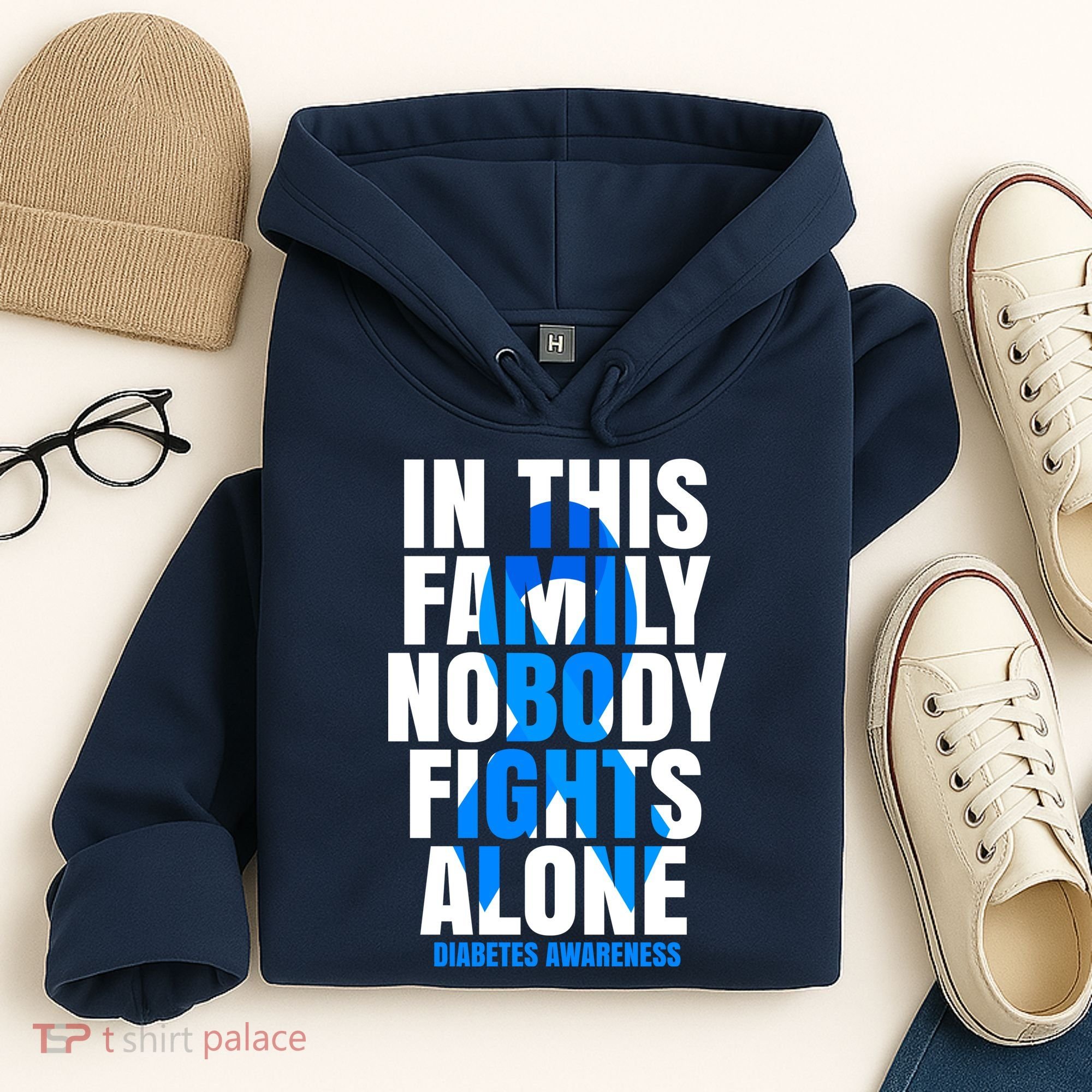 In This Family Nobody Fights Alone Diabetes Awareness Hoodie