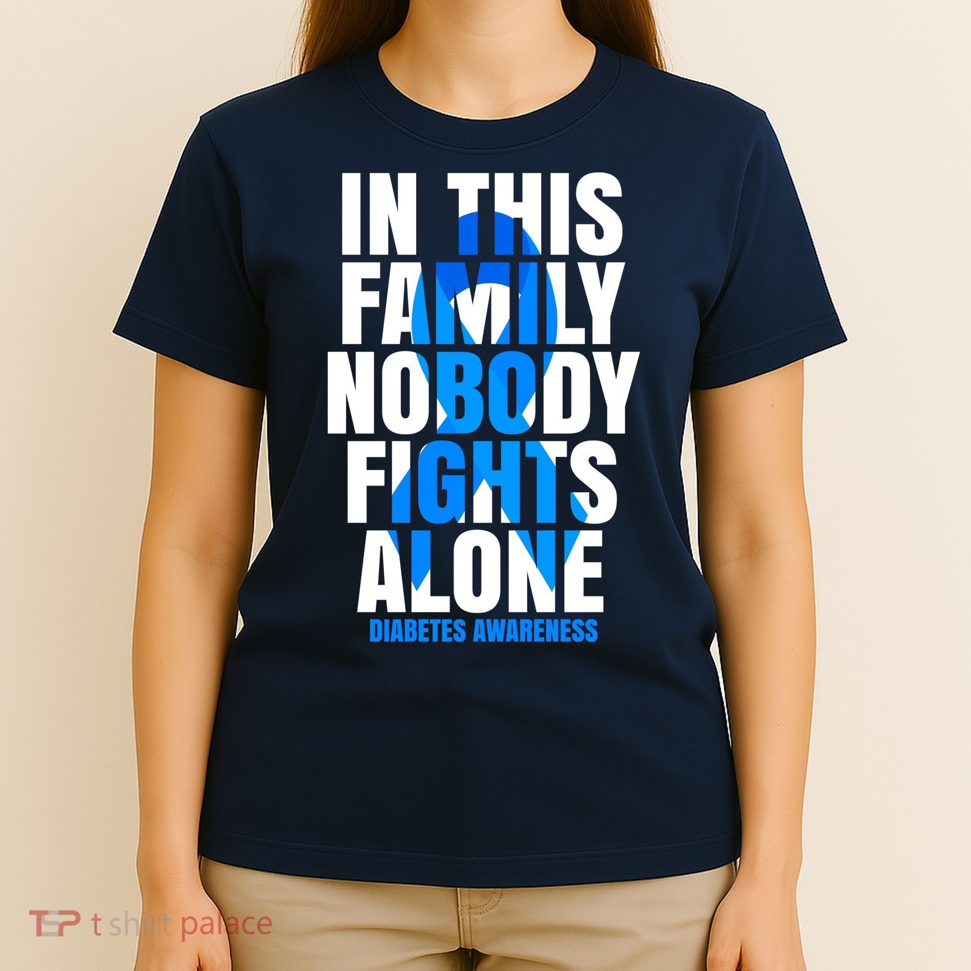 In This Family Nobody Fights Alone Diabetes Awareness T-Shirt