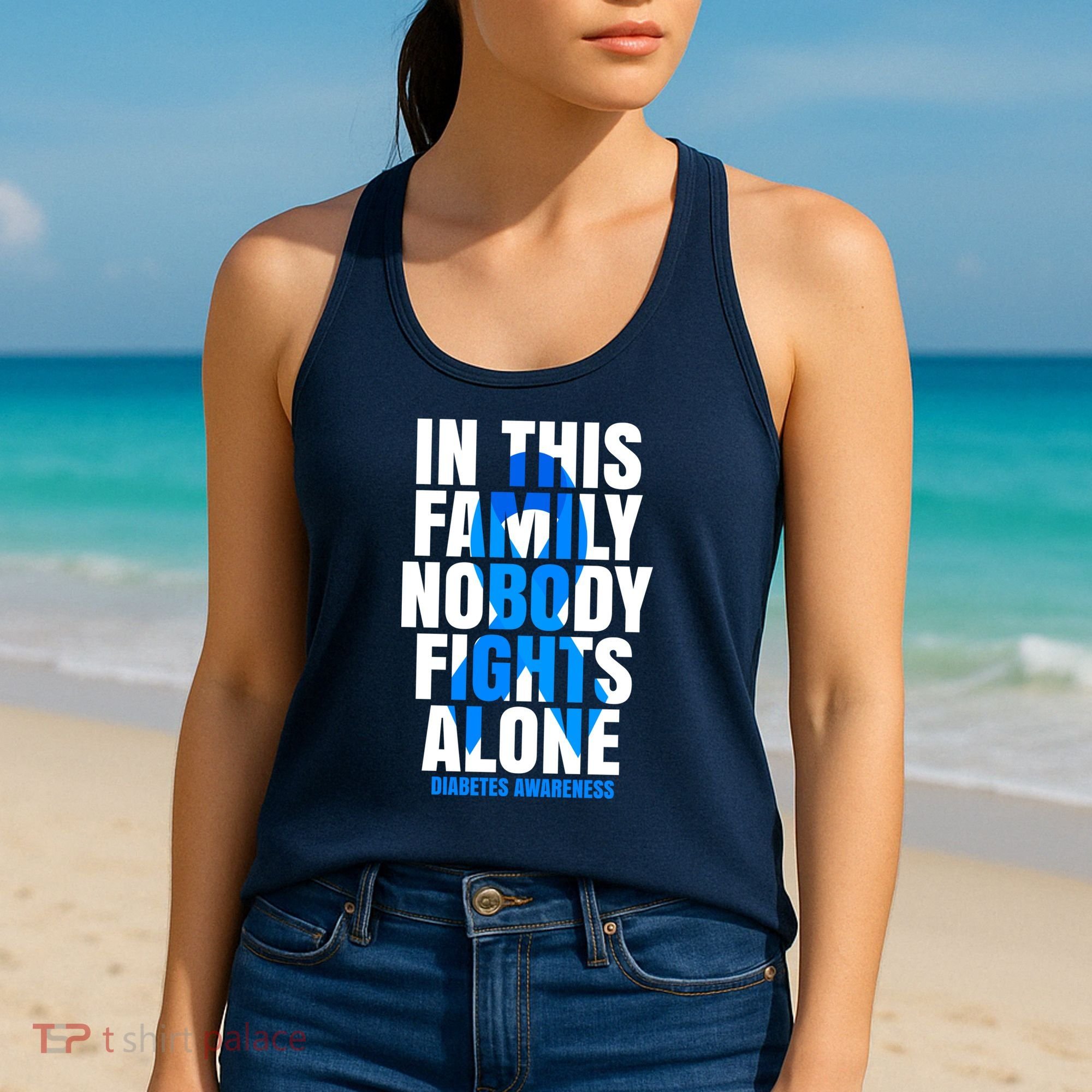 In This Family Nobody Fights Alone Diabetes Awareness Women's Tank Top