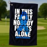 In This Family Nobody Fights Alone Diabetes Awareness Golf Towel thumb 1