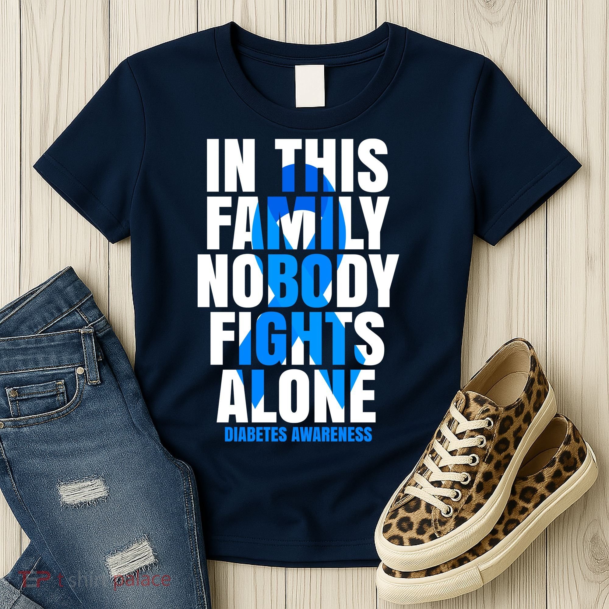 In This Family Nobody Fights Alone Diabetes Awareness Women's T-Shirt