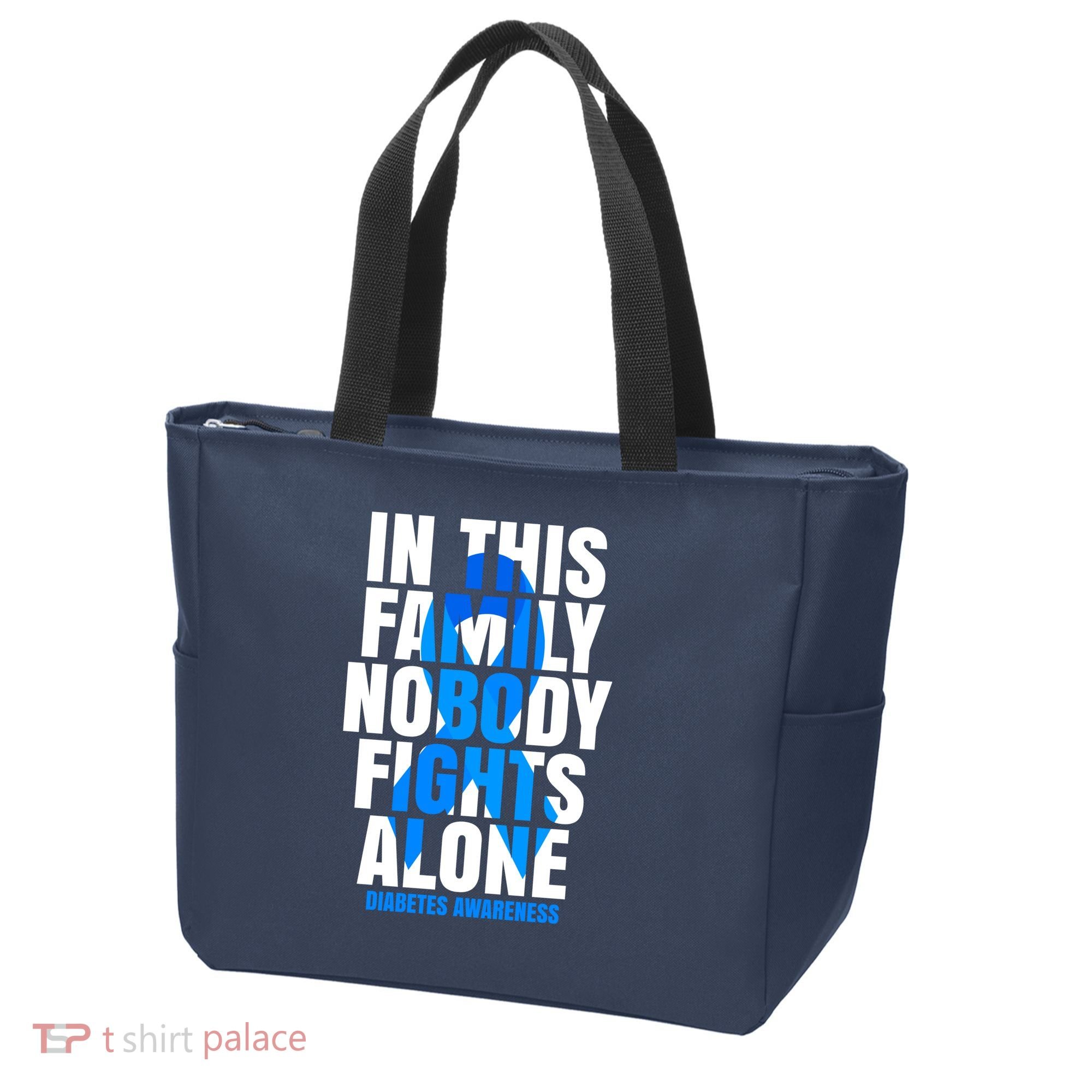 In This Family Nobody Fights Alone Diabetes Awareness Tote Bag
