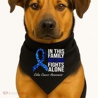 In This Family No One Fights Alone Colon Cancer Ribbon USA-Made Doggie Bandana thumb 1