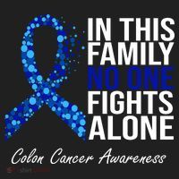 In This Family No One Fights Alone Colon Cancer Ribbon Tumbler thumb 3
