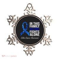 In This Family No One Fights Alone Colon Cancer Ribbon Ornament thumb 0