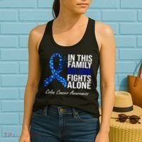 In This Family No One Fights Alone Colon Cancer Ribbon Women's Tank Top thumb 2