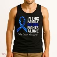 In This Family No One Fights Alone Colon Cancer Ribbon Tank Top thumb 3