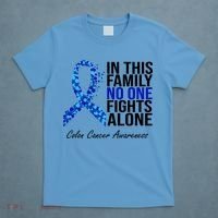 In This Family No One Fights Alone Colon Cancer Ribbon T-Shirt thumb 4