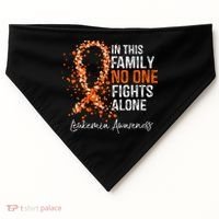 In This Family No One Fights Alone Leukemia Awareness USA-Made Doggie Bandana thumb 0