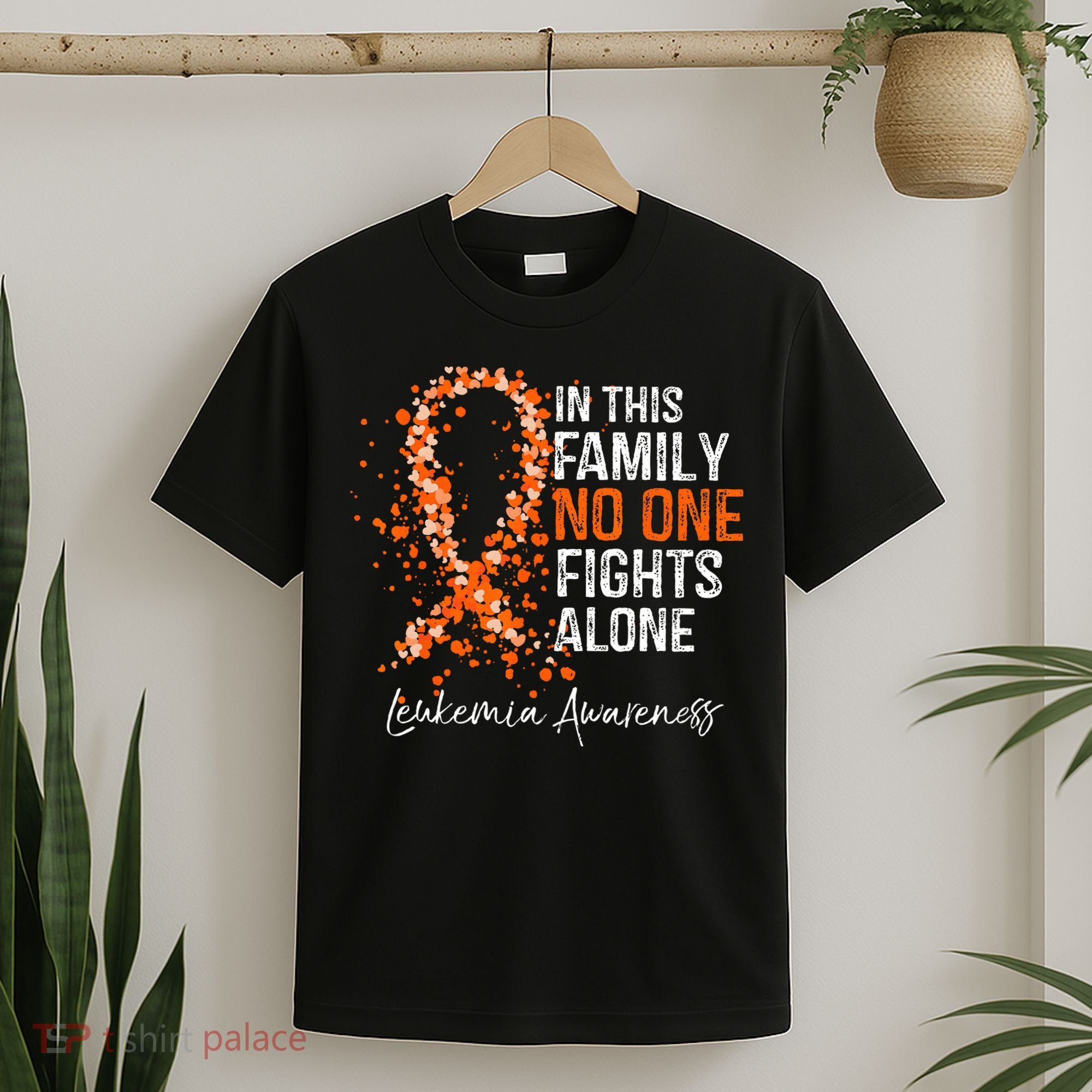 In This Family No One Fights Alone Leukemia Awareness T-Shirt