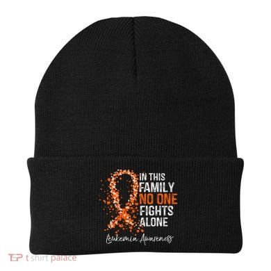 In This Family No One Fights Alone Leukemia Awareness Beanie