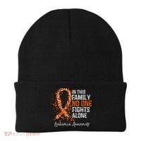 In This Family No One Fights Alone Leukemia Awareness Beanie thumb 0