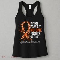 In This Family No One Fights Alone Leukemia Awareness Women's Tank Top thumb 3