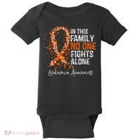 In This Family No One Fights Alone Leukemia Awareness Baby Bodysuit thumb 0