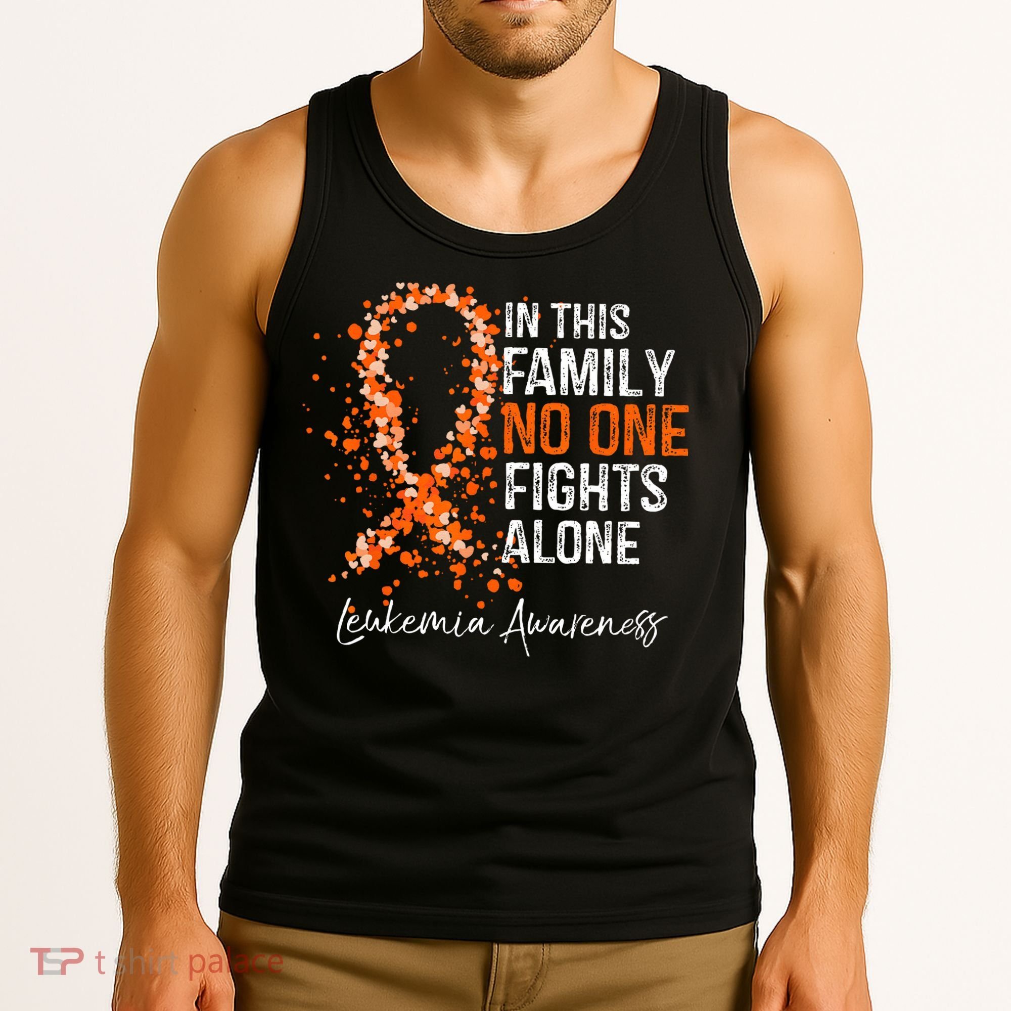 In This Family No One Fights Alone Leukemia Awareness Tank Top