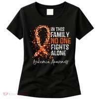 In This Family No One Fights Alone Leukemia Awareness Women's T-Shirt thumb 0