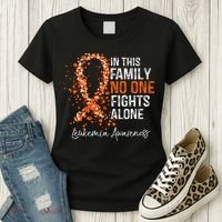 In This Family No One Fights Alone Leukemia Awareness Women's T-Shirt thumb 3