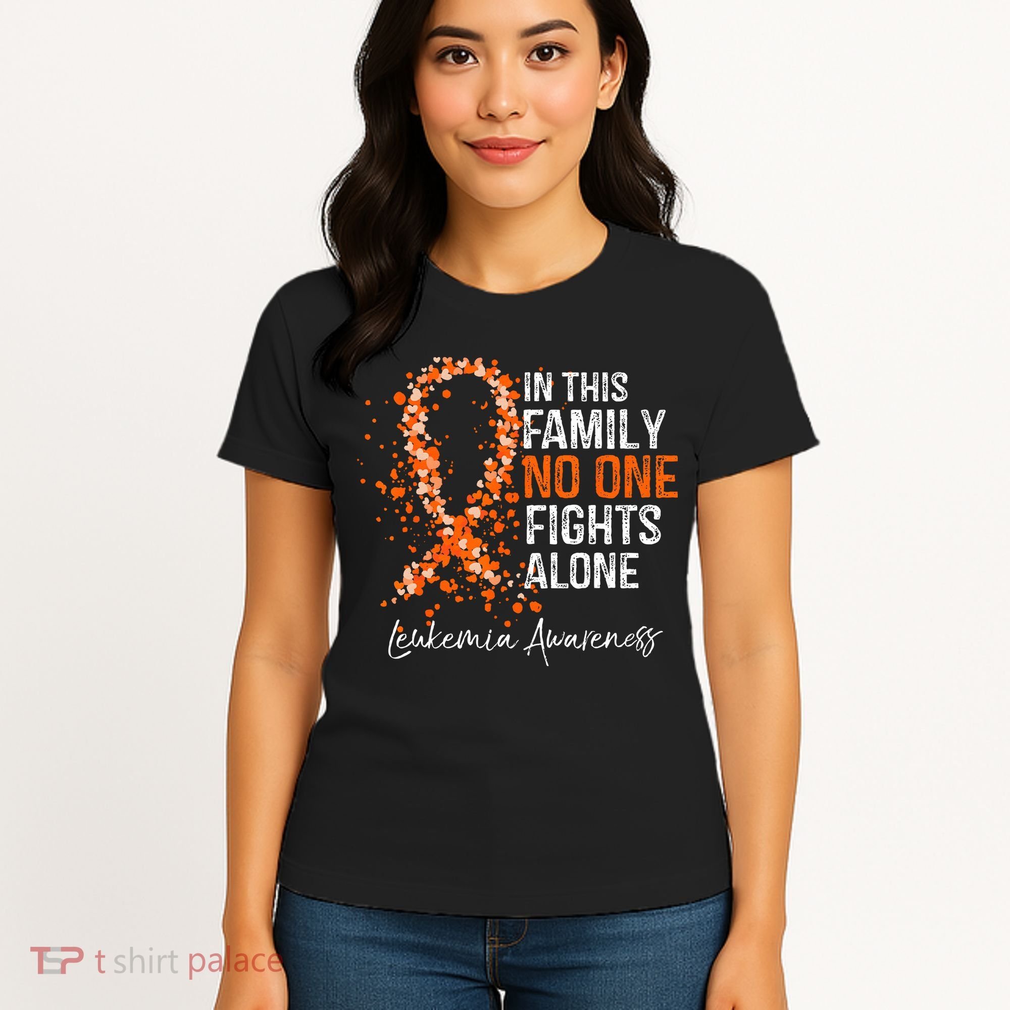 In This Family No One Fights Alone Leukemia Awareness Women's T-Shirt