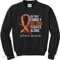 In This Family No One Fights Alone Leukemia Awareness Kids Sweatshirt thumb 0
