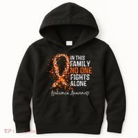 In This Family No One Fights Alone Leukemia Awareness Kids Hoodie thumb 0