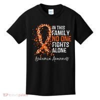 In This Family No One Fights Alone Leukemia Awareness Kids T-Shirt thumb 0