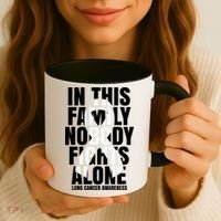 In This Family Nobody Fights Alone Lung Cancer Awareness Coffee Mug thumb 3
