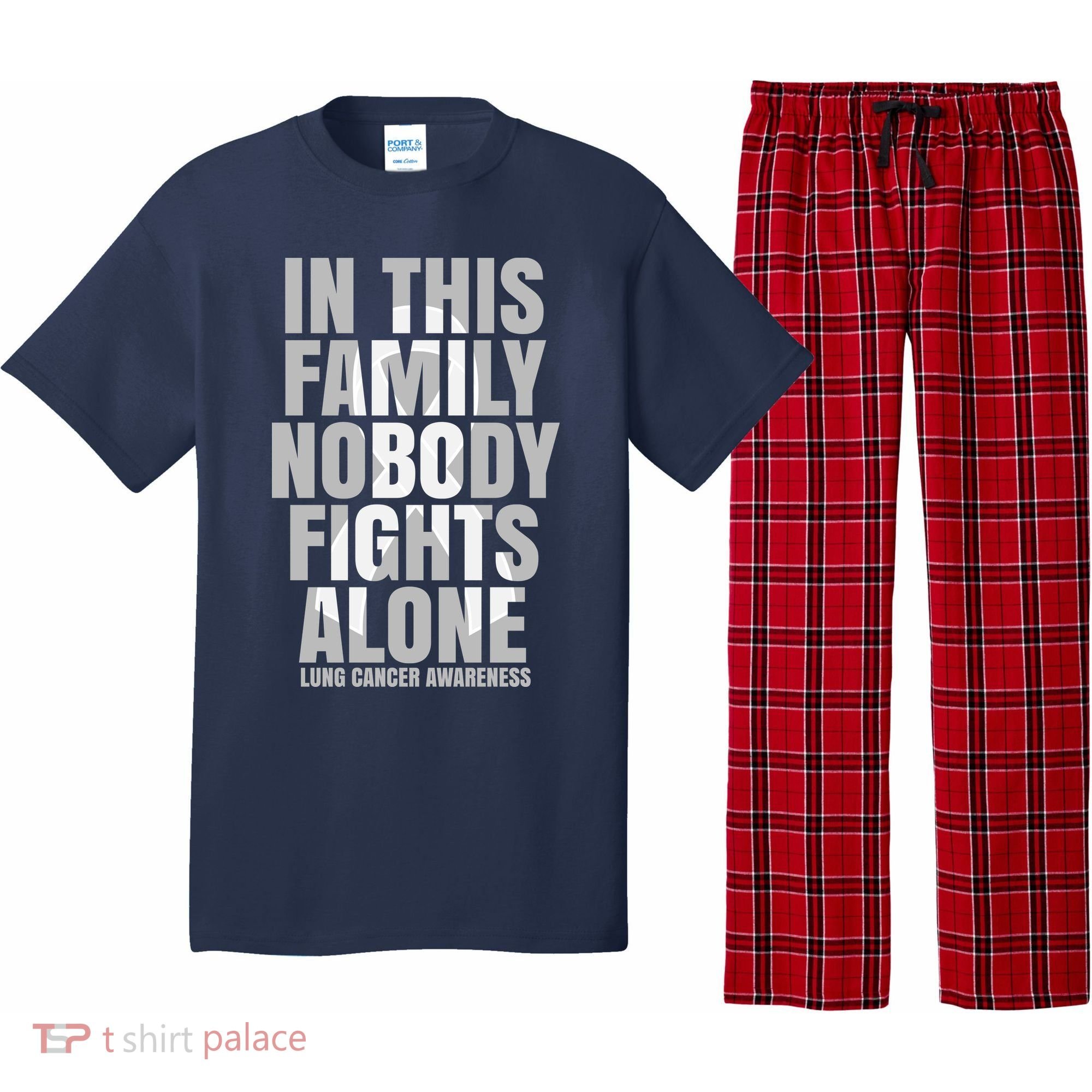 In This Family Nobody Fights Alone Lung Cancer Awareness Pajama Set