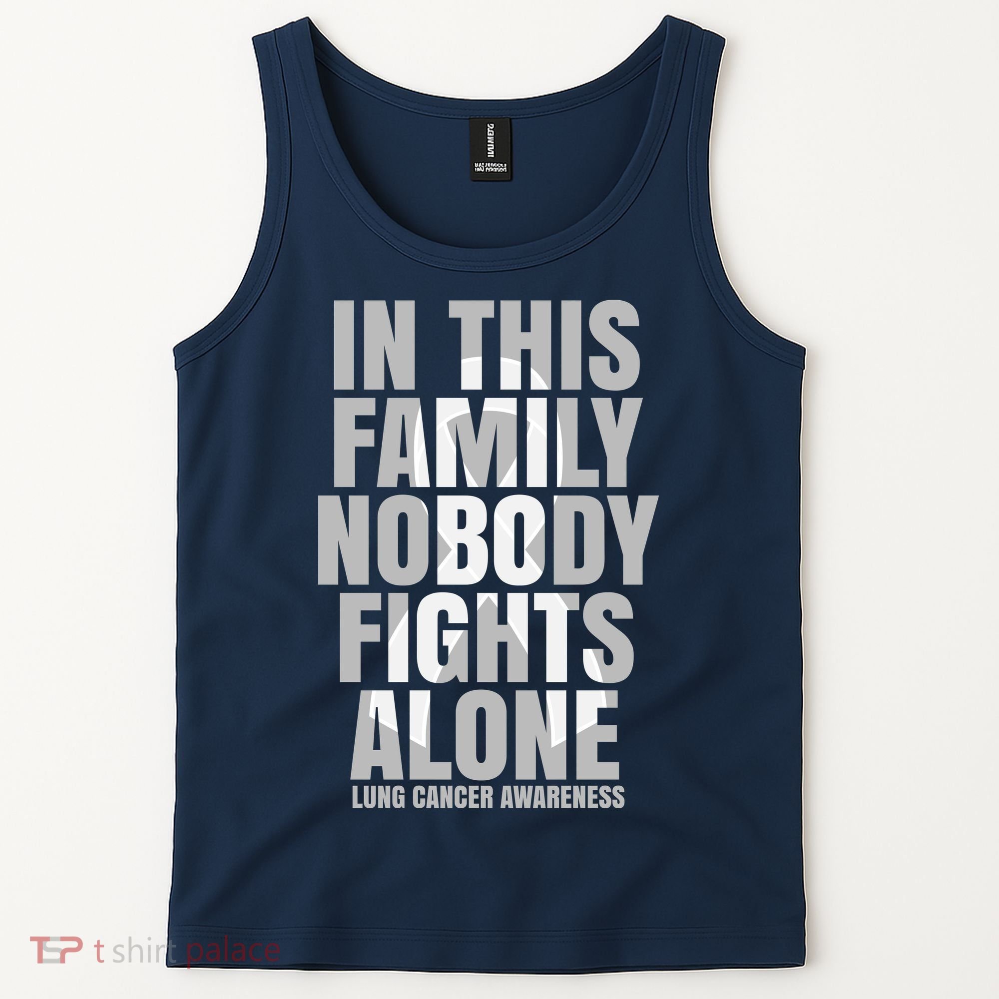 In This Family Nobody Fights Alone Lung Cancer Awareness Tank Top