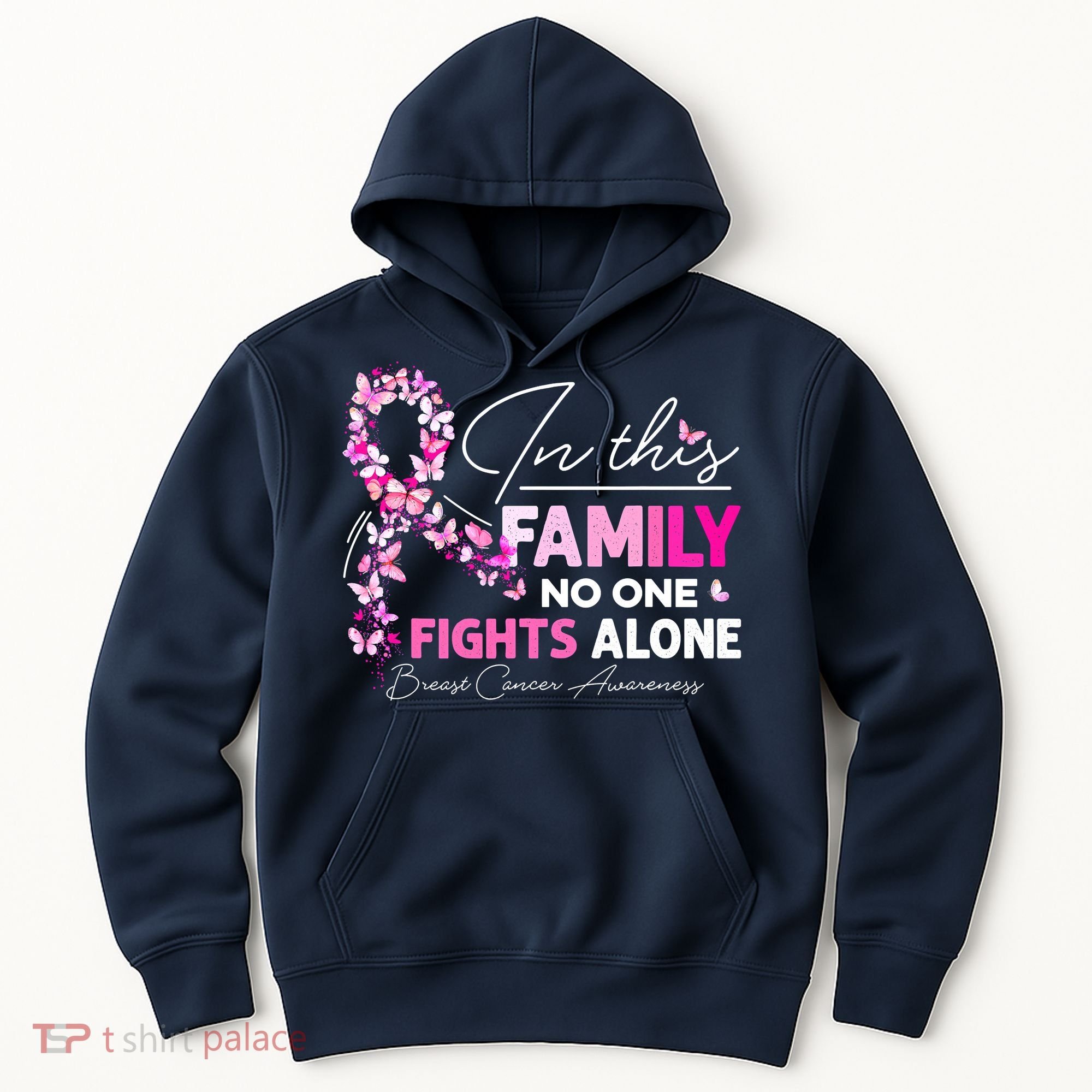 In This Family No One Fight Alone Breast Cancer Awareness Hoodie