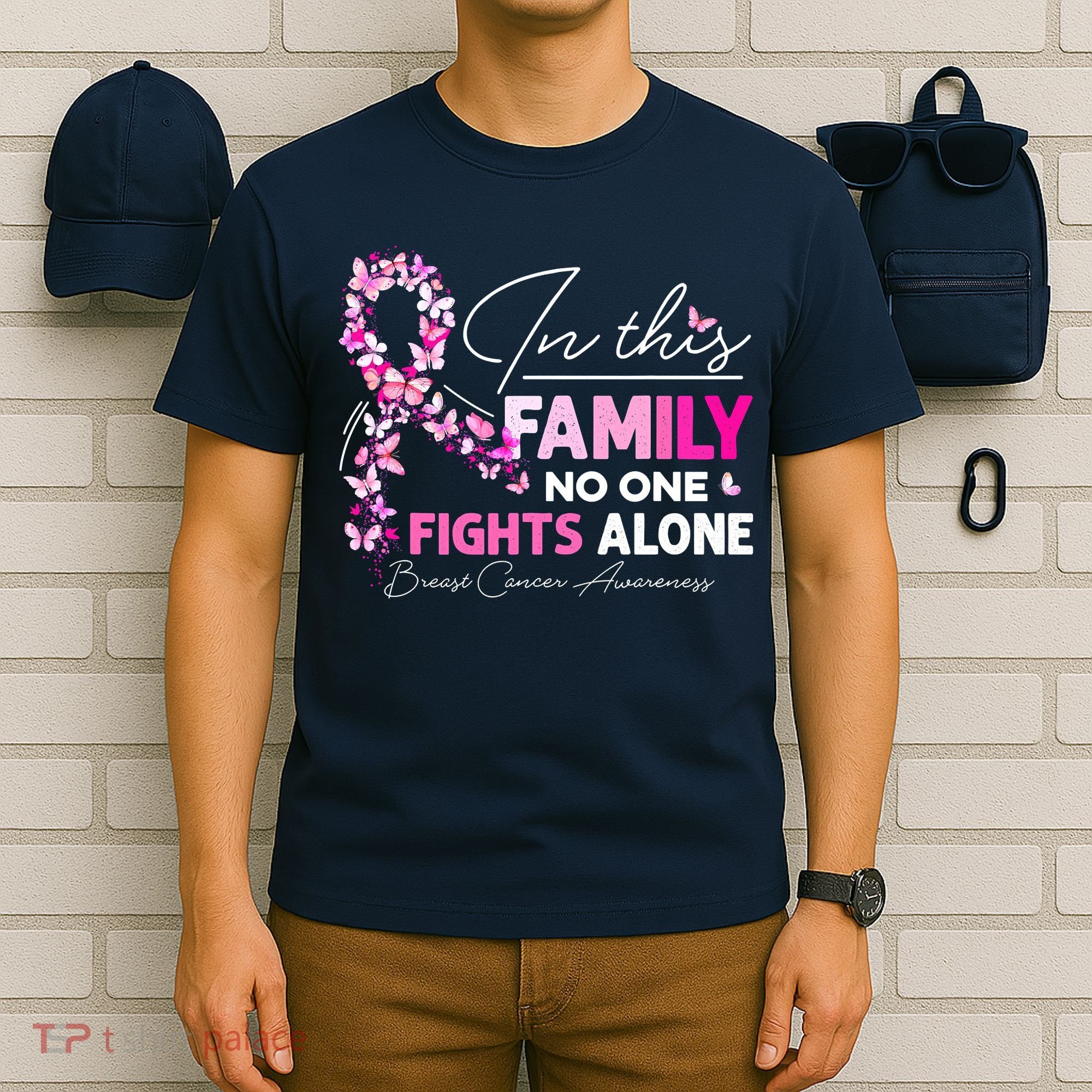 In This Family No One Fight Alone Breast Cancer Awareness T-Shirt